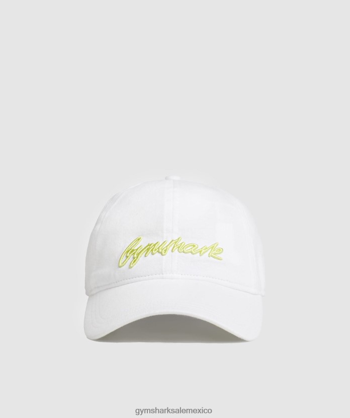 Gymshark gorra de béisbol con escritura a mano blanco/verde luciérnaga unisexo 04BZTL1123 - Gymshark Hombre