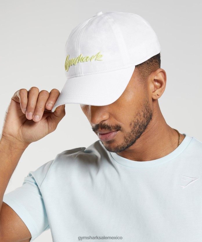 Gymshark gorra de béisbol con escritura a mano blanco/verde luciérnaga unisexo 04BZTL1123 - Gymshark Hombre