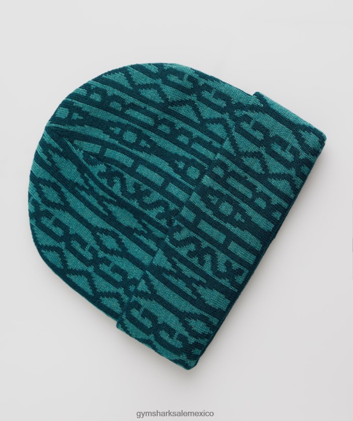 Gymshark gorro reversible en jacquard verde azulado invierno/azul pizarra unisexo 04BZTL1144 - Gymshark Mujer