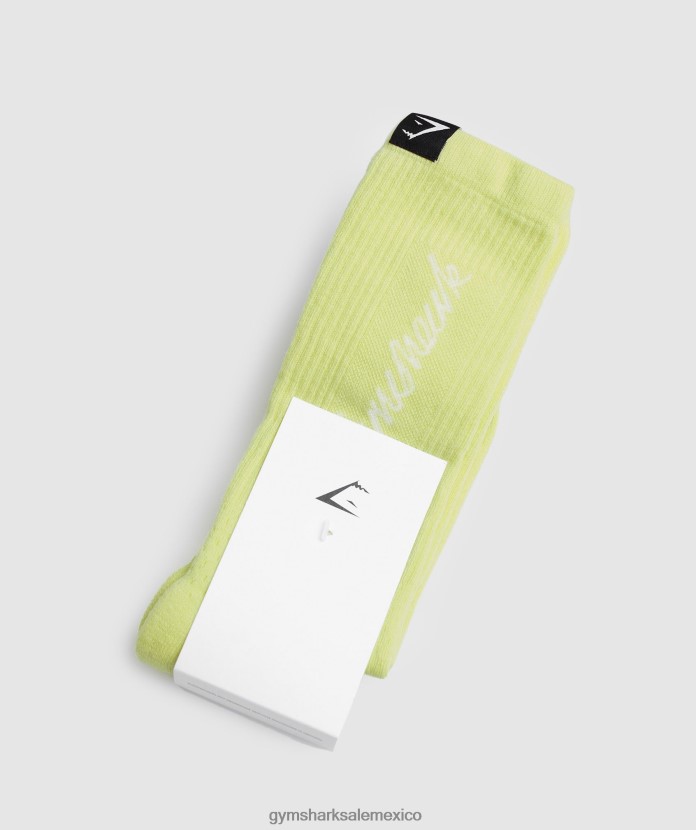 Gymshark calcetín de escritura luciérnaga verde/blanco unisexo 04BZTL1091 - Gymshark Sale