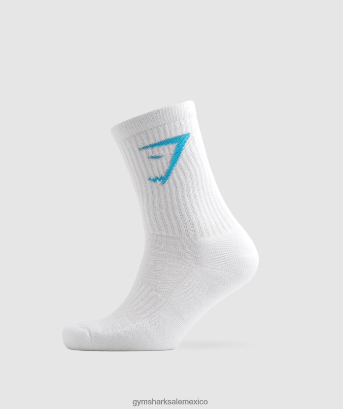 Gymshark calcetín de tripulación 1pk blanco/azul unisexo 04BZTL1085 - Gymshark Sale