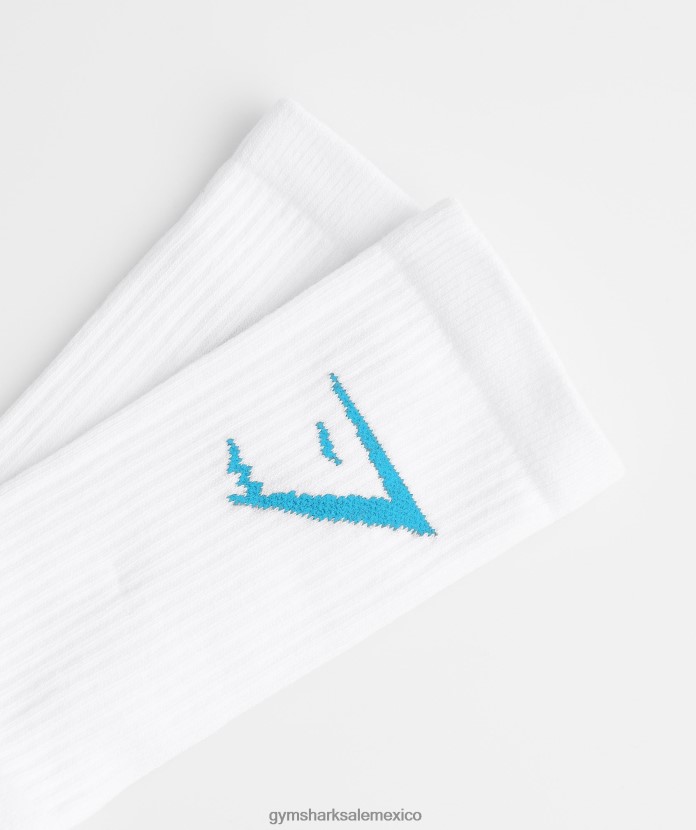 Gymshark calcetín de tripulación 1pk blanco/azul unisexo 04BZTL1085 - Gymshark Sale