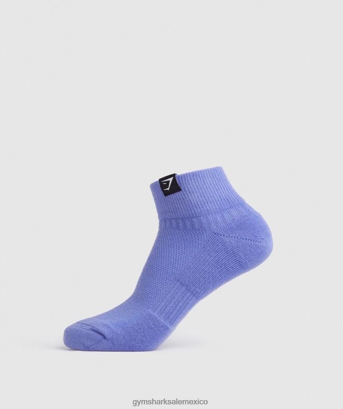 Gymshark calcetines cortos con lengüeta tejida, paquete de 3 fucsia/azul/azul uva unisexo 04BZTL1107 - Gymshark México