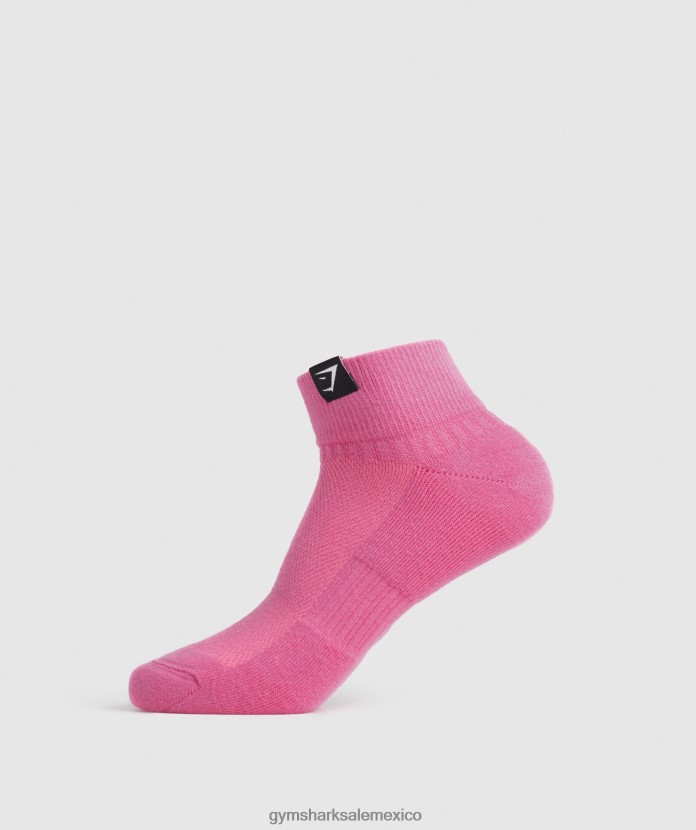 Gymshark calcetines cortos con lengüeta tejida, paquete de 3 fucsia/azul/azul uva unisexo 04BZTL1107 - Gymshark México
