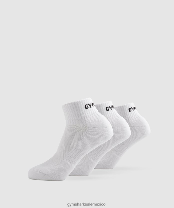 Gymshark calcetines cortos gs en jacquard, paquete de 3 blanco unisexo 04BZTL1104 - Gymshark Mujer