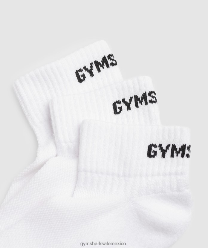 Gymshark calcetines cortos gs en jacquard, paquete de 3 blanco unisexo 04BZTL1104 - Gymshark Mujer