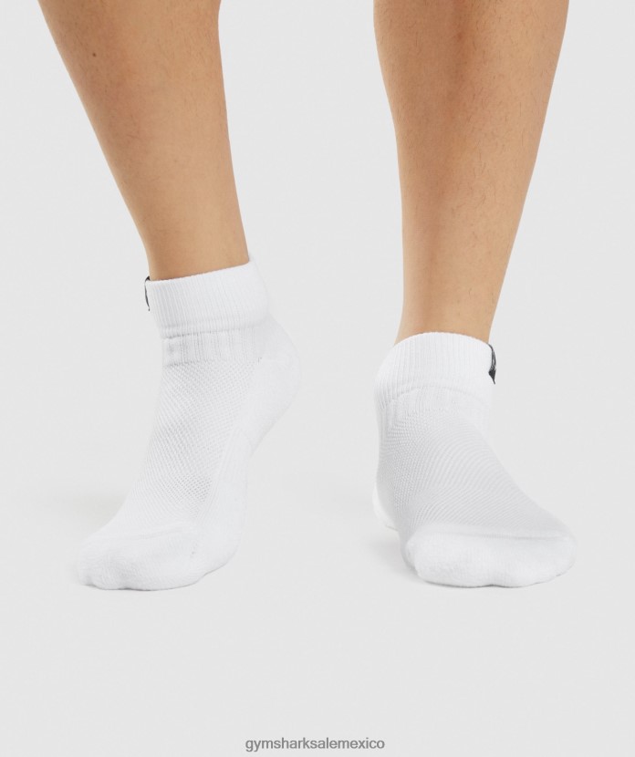 Gymshark calcetines deportivos con lengüeta tejida, paquete de 3 blanco unisexo 04BZTL1102 - Gymshark México