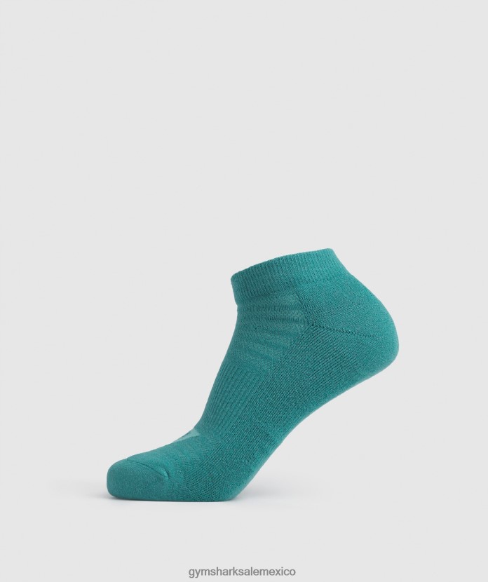 Gymshark calcetines tobilleros paquete de 3 azul/verde joya/gris guijarro unisexo 04BZTL1105 - Gymshark Mexico