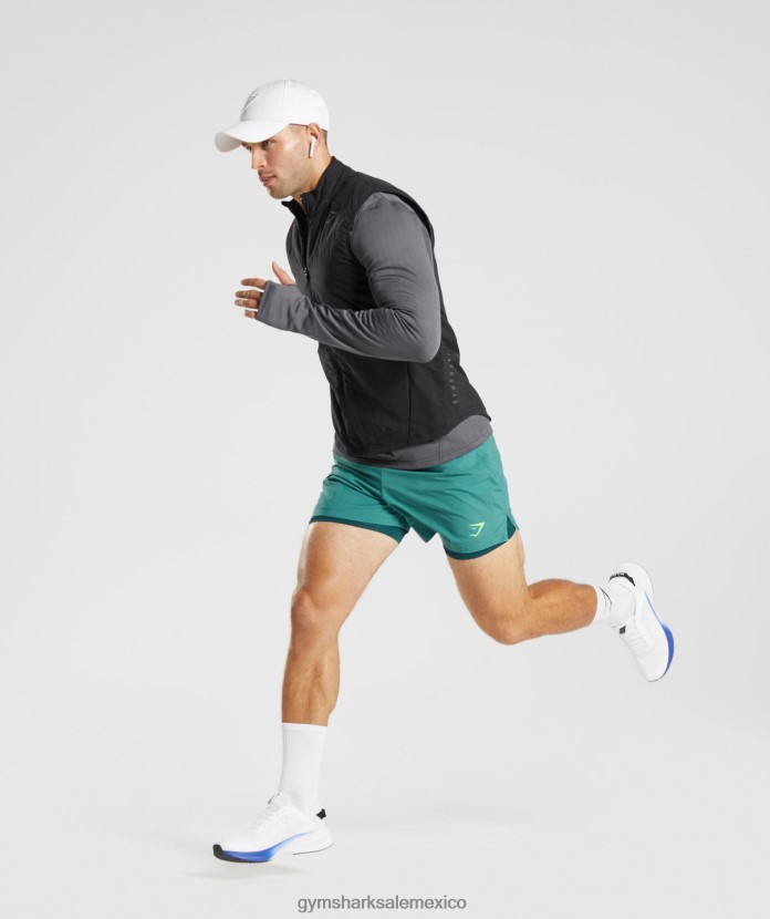 Gymshark deporte 5 pantalones cortos 2 en 1 azul pizarra/verde azulado invierno hombres 04BZTL558 - Gymshark Sale