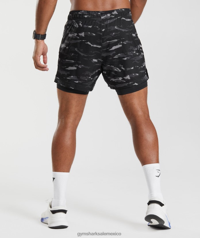 Gymshark deporte 5 pantalones cortos 2 en 1 gris ónix/negro hombres 04BZTL522 - Gymshark Mexico