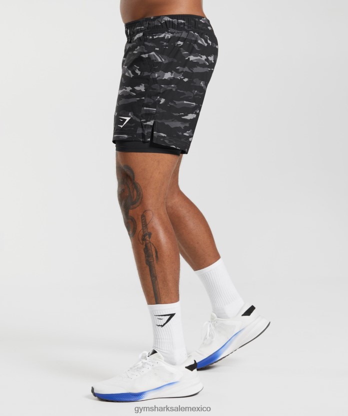 Gymshark deporte 5 pantalones cortos 2 en 1 gris ónix/negro hombres 04BZTL522 - Gymshark Mexico