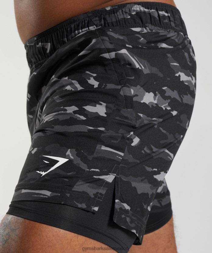 Gymshark deporte 5 pantalones cortos 2 en 1 gris ónix/negro hombres 04BZTL522 - Gymshark Mexico