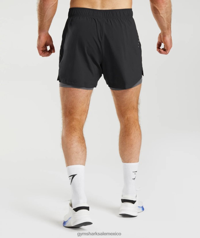 Gymshark deporte 5 pantalones cortos 2 en 1 negro/gris silueta hombres 04BZTL516 - Gymshark Mujer