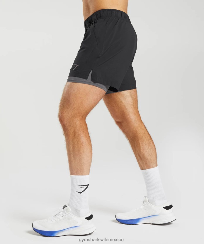 Gymshark deporte 5 pantalones cortos 2 en 1 negro/gris silueta hombres 04BZTL516 - Gymshark Mujer