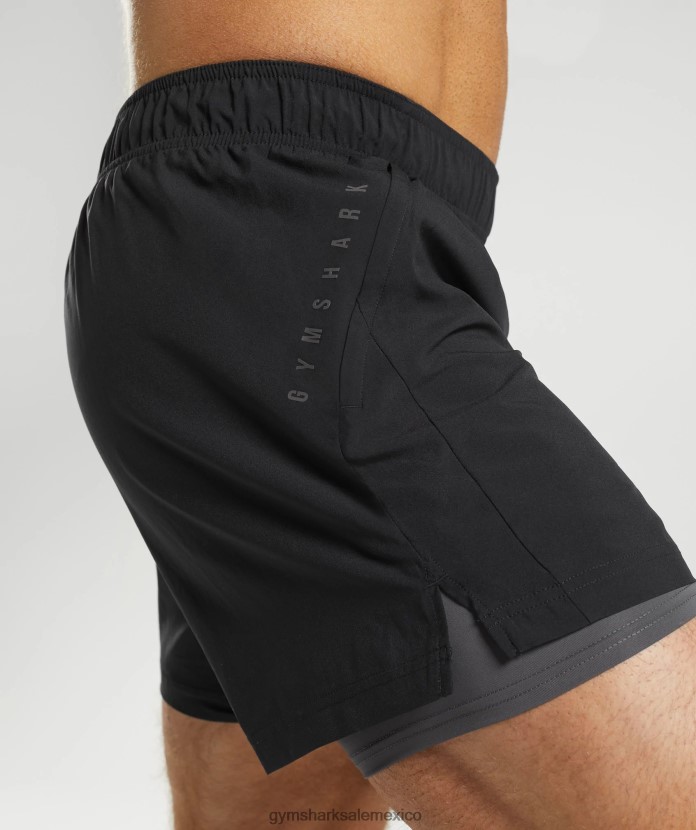 Gymshark deporte 5 pantalones cortos 2 en 1 negro/gris silueta hombres 04BZTL516 - Gymshark Mujer