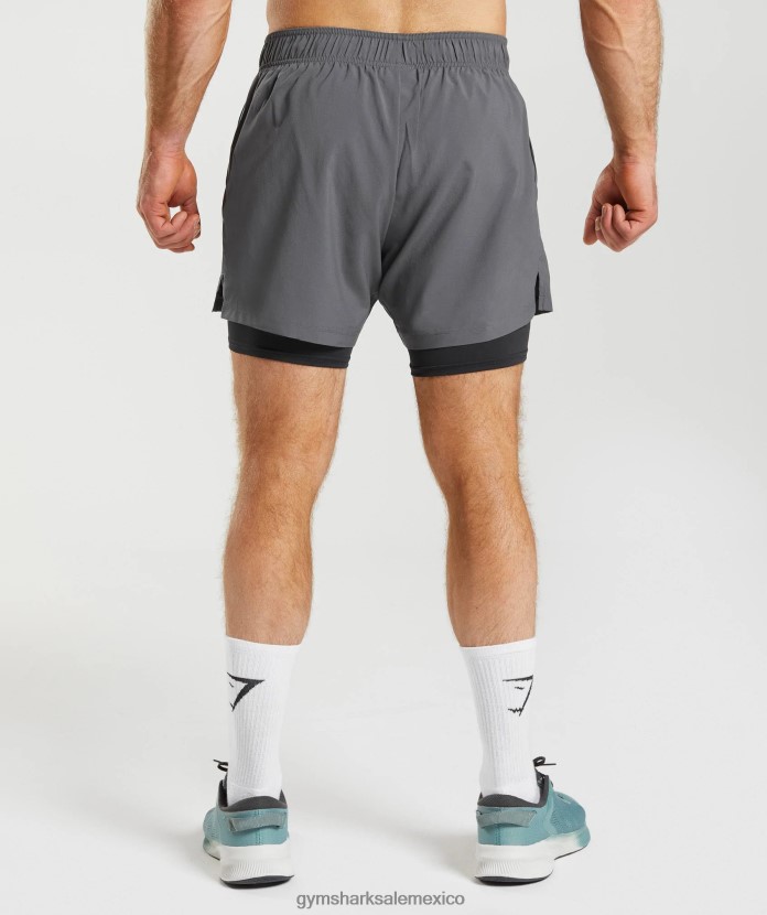 Gymshark deporte 5 pantalones cortos 2 en 1 silueta gris/negro hombres 04BZTL551 - Gymshark Mujer