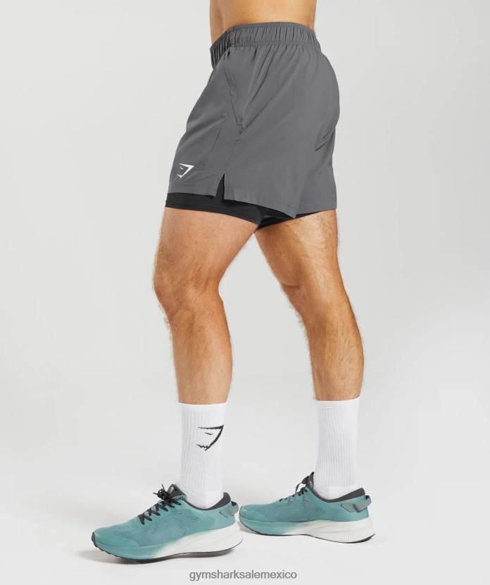 Gymshark deporte 5 pantalones cortos 2 en 1 silueta gris/negro hombres 04BZTL551 - Gymshark Mujer