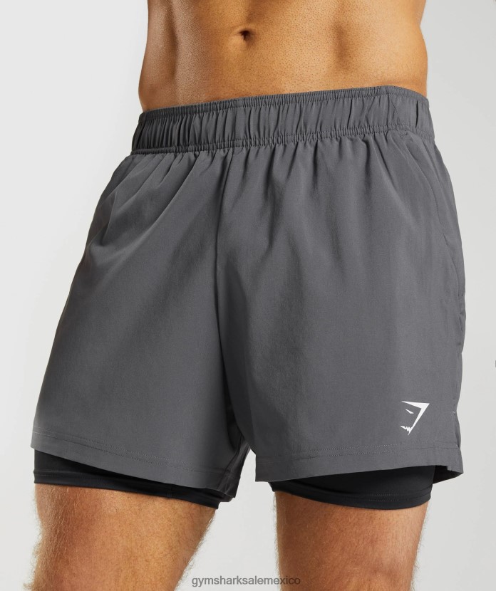 Gymshark deporte 5 pantalones cortos 2 en 1 silueta gris/negro hombres 04BZTL551 - Gymshark Mujer