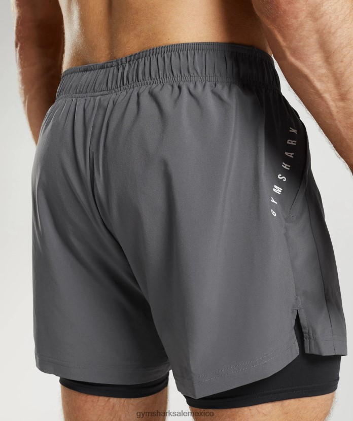 Gymshark deporte 5 pantalones cortos 2 en 1 silueta gris/negro hombres 04BZTL551 - Gymshark Mujer