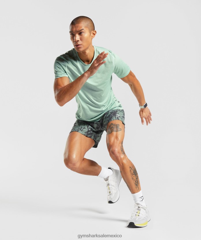 Gymshark deporte 5 pantalones cortos 2 en 1 verde sauce/negro hombres 04BZTL565 - Gymshark Hombre