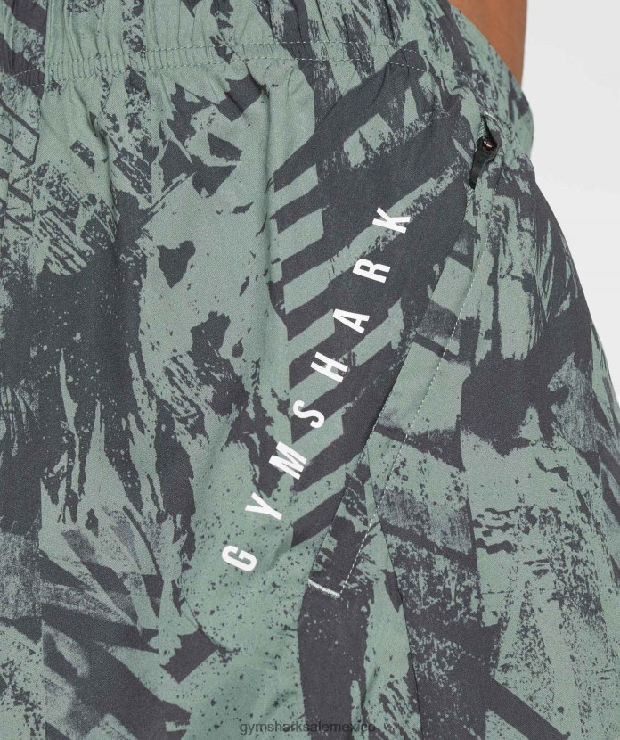 Gymshark deporte 5 pantalones cortos 2 en 1 verde sauce/negro hombres 04BZTL565 - Gymshark Hombre