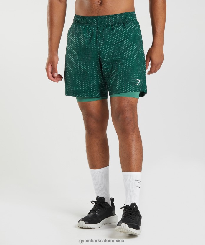 Gymshark deporte 7 pantalones cortos 2 en 1 hoya verde hombres 04BZTL564 - Gymshark México