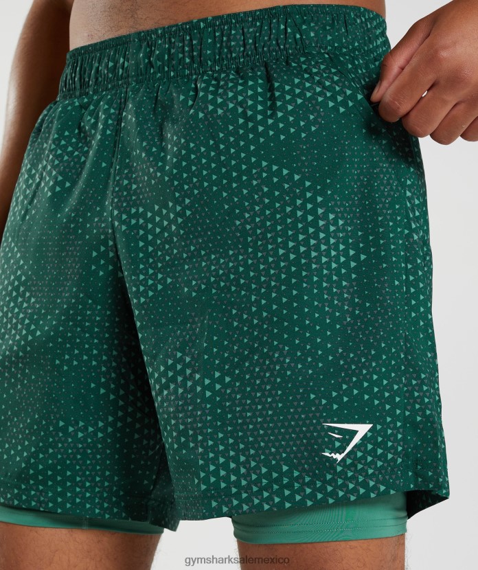 Gymshark deporte 7 pantalones cortos 2 en 1 hoya verde hombres 04BZTL564 - Gymshark México