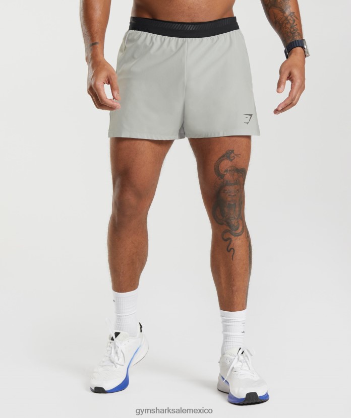 Gymshark pantalones cortos apex run 4 gris claro hombres 04BZTL539 - Gymshark México