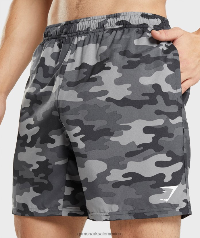 Gymshark pantalones cortos de llegada estampado gris hombres 04BZTL534 - Gymshark México