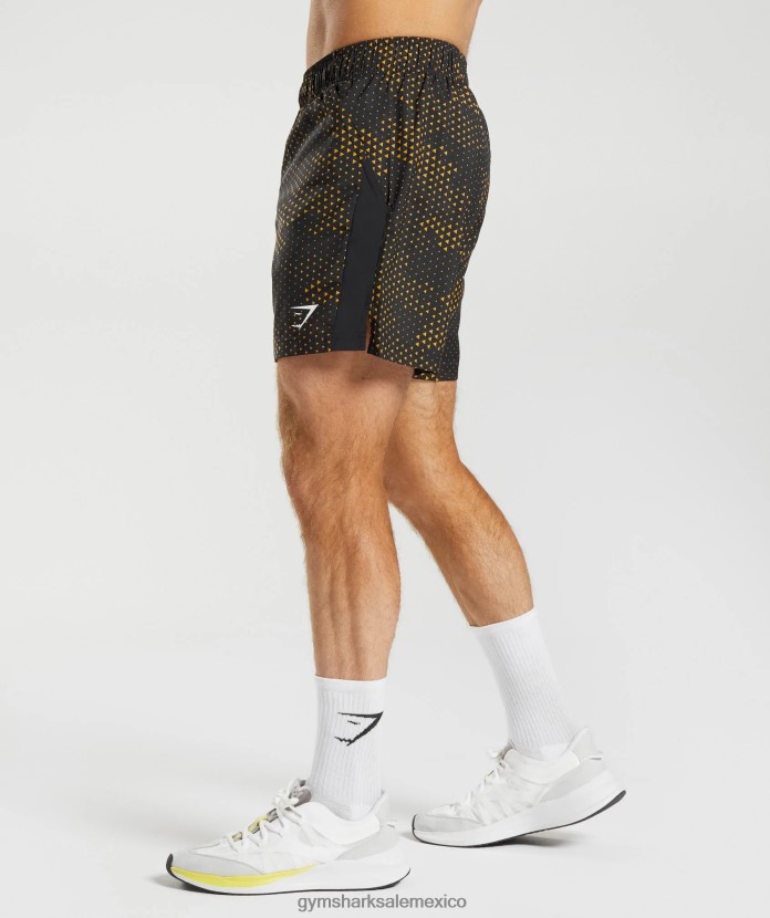 Gymshark pantalones cortos deportivos estampado amarillo cúrcuma hombres 04BZTL552 - Gymshark Mexico