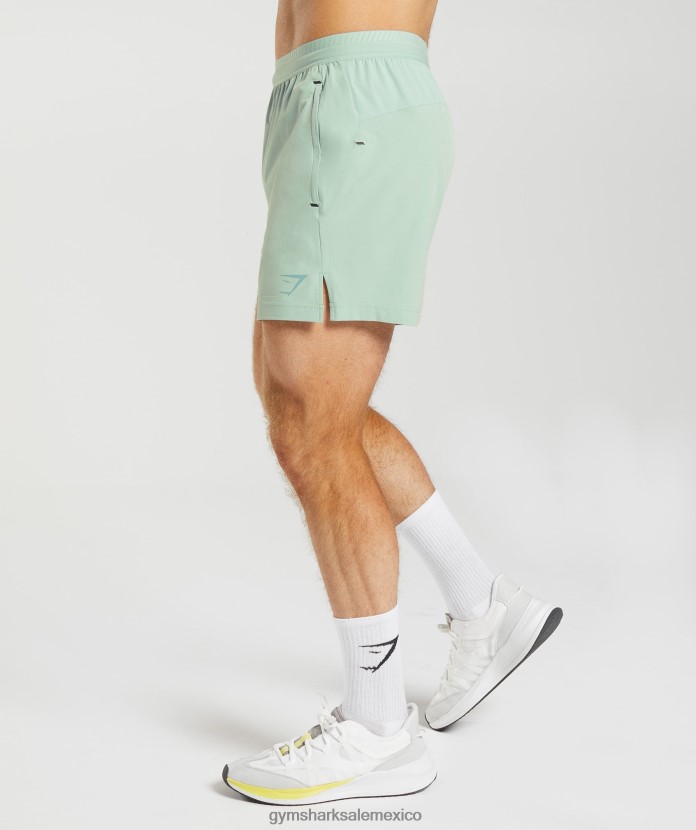 Gymshark pantalones cortos híbridos apex 5 verde azulado helado hombres 04BZTL549 - Gymshark México