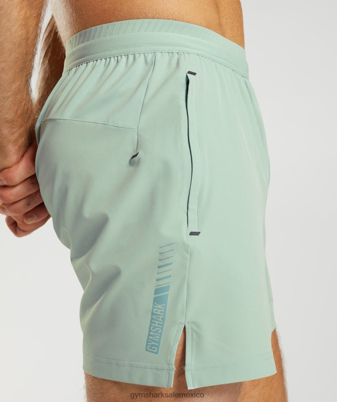 Gymshark pantalones cortos híbridos apex 5 verde azulado helado hombres 04BZTL549 - Gymshark México