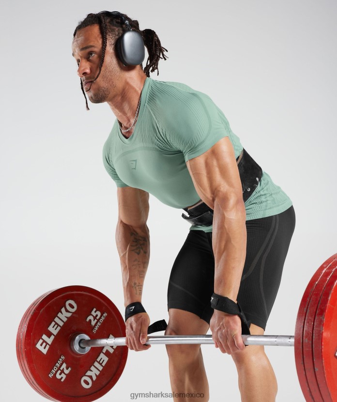 Gymshark camiseta 315 sin costuras verde azulado escarchado/verde azulado tinta hombres 04BZTL779 - Gymshark México