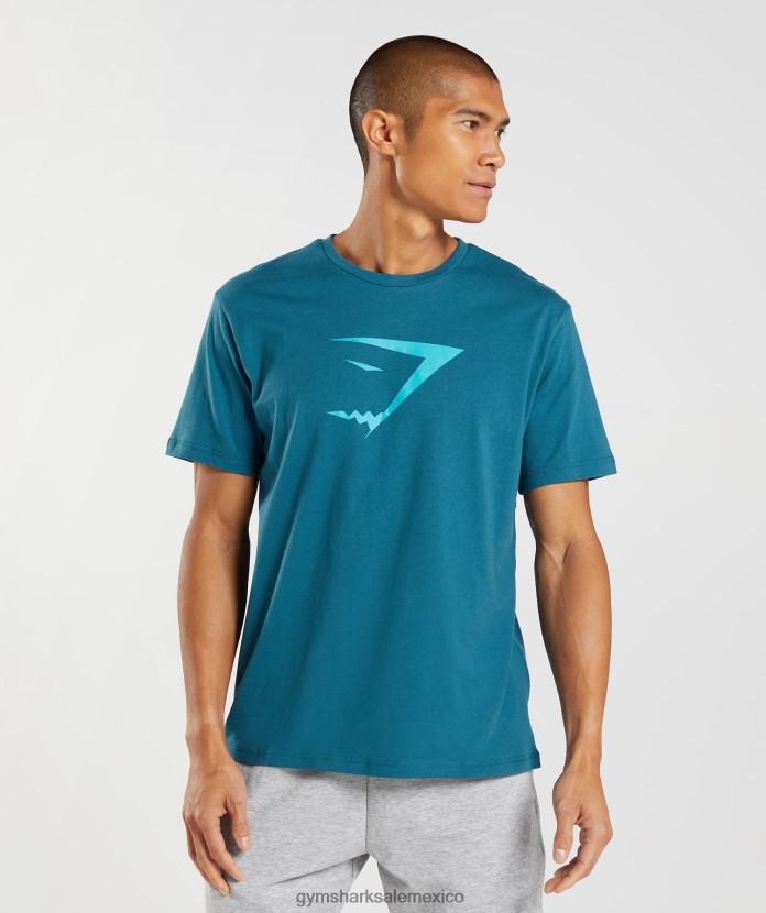 Gymshark camiseta con relleno de cabeza de tiburón azul atlántico hombres 04BZTL662 - Gymshark Mexico