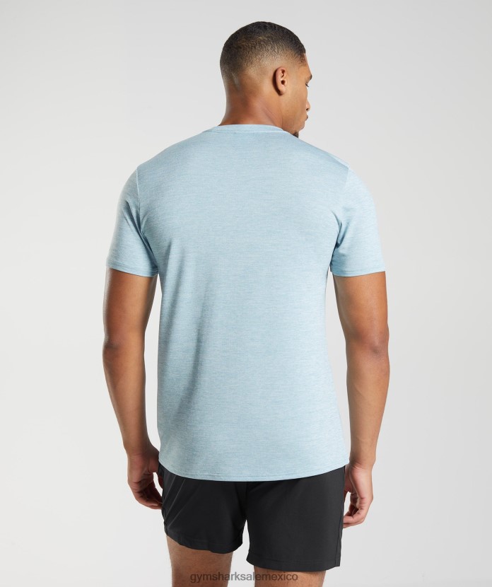 Gymshark camiseta de llegada azul iceberg/azul hielo jaspeado hombres 04BZTL767 - Gymshark Mexico