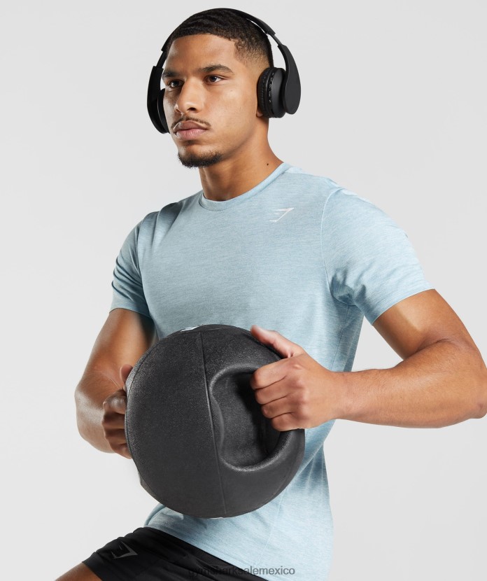 Gymshark camiseta de llegada azul iceberg/azul hielo jaspeado hombres 04BZTL767 - Gymshark Mexico