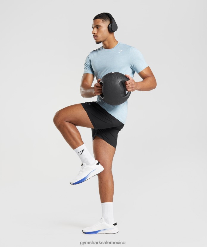 Gymshark camiseta de llegada azul iceberg/azul hielo jaspeado hombres 04BZTL767 - Gymshark Mexico