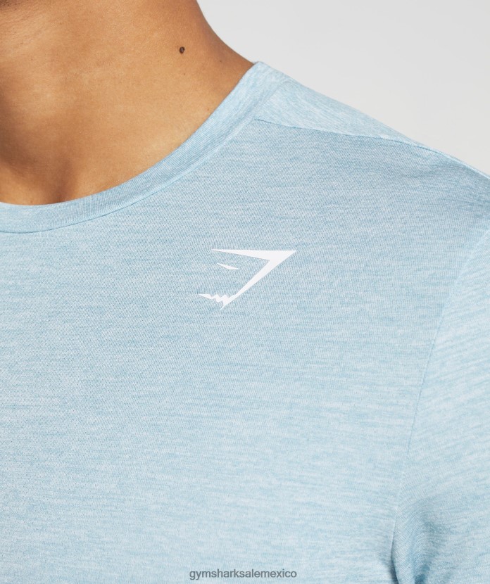 Gymshark camiseta de llegada azul iceberg/azul hielo jaspeado hombres 04BZTL767 - Gymshark Mexico