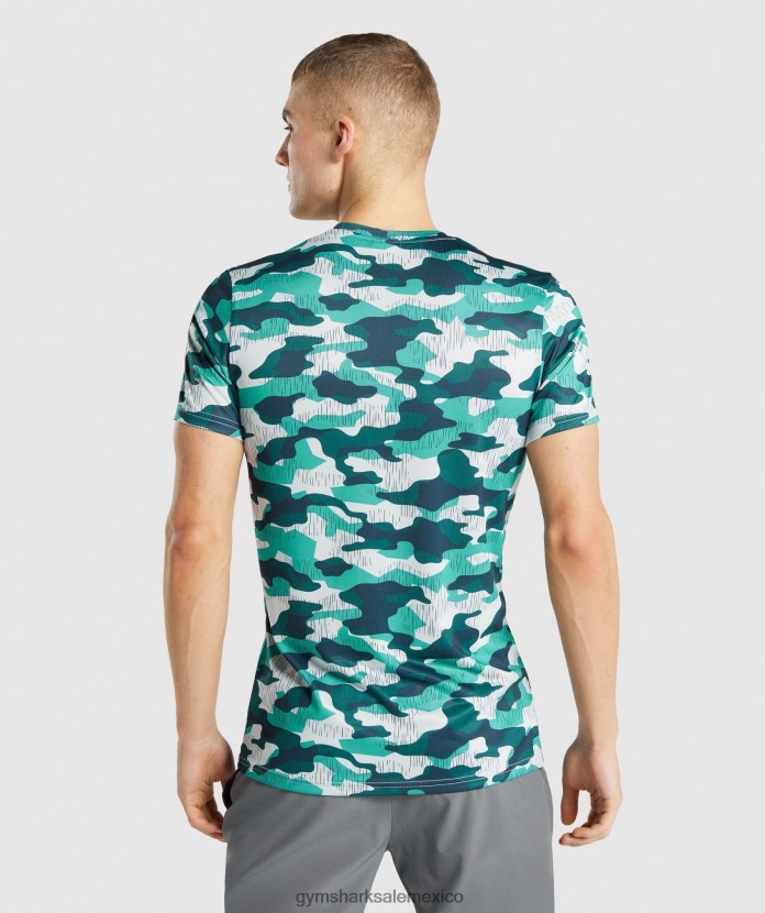 Gymshark camiseta de llegada estampado verde azulado hombres 04BZTL686 - Gymshark Mujer