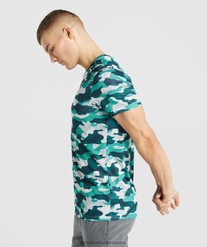 Gymshark camiseta de llegada estampado verde azulado hombres 04BZTL686 - Gymshark Mujer