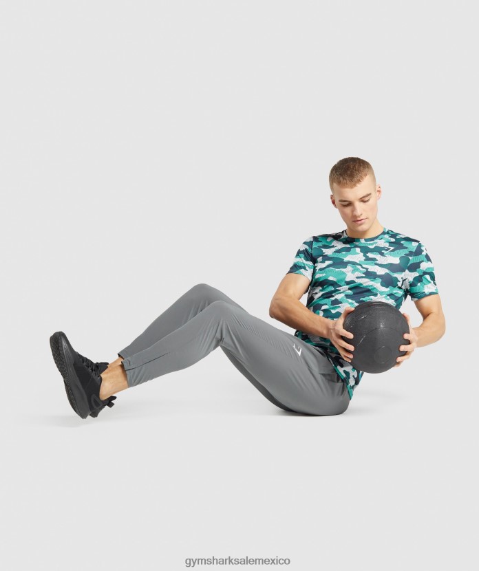 Gymshark camiseta de llegada estampado verde azulado hombres 04BZTL686 - Gymshark Mujer