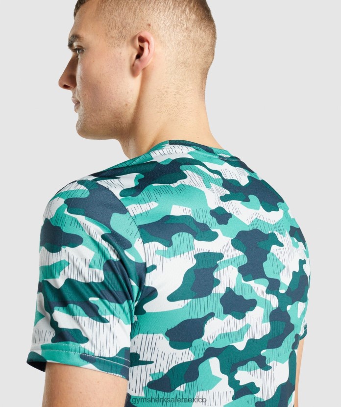 Gymshark camiseta de llegada estampado verde azulado hombres 04BZTL686 - Gymshark Mujer