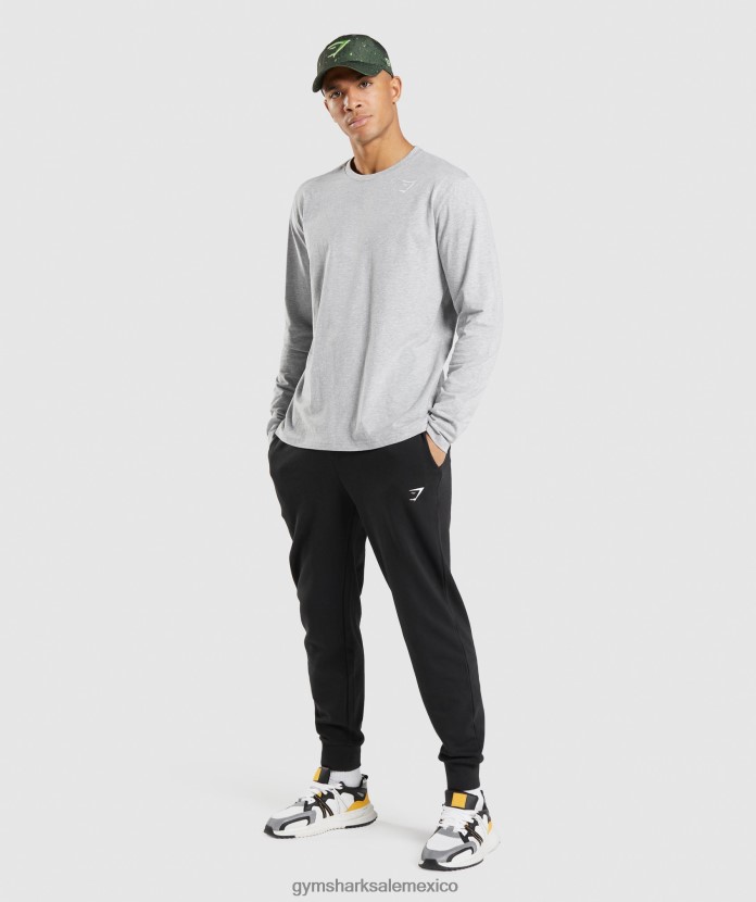 Gymshark camiseta de manga larga con escudo Marga gris claro hombres 04BZTL727 - Gymshark Mexico