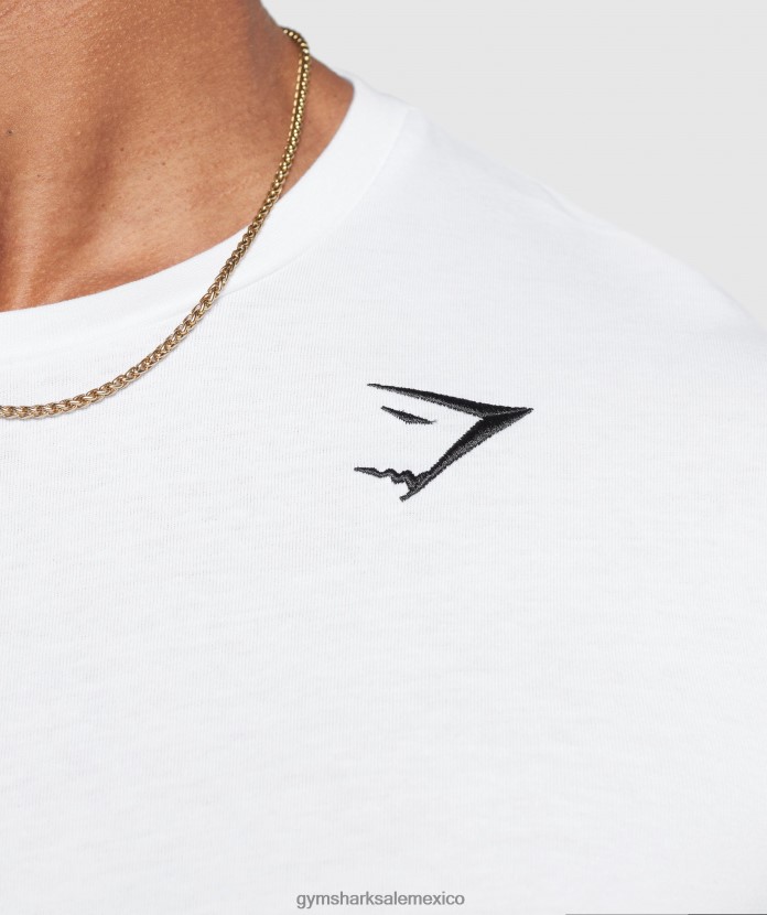 Gymshark camiseta de manga larga con escudo blanco hombres 04BZTL585 - Gymshark Hombre