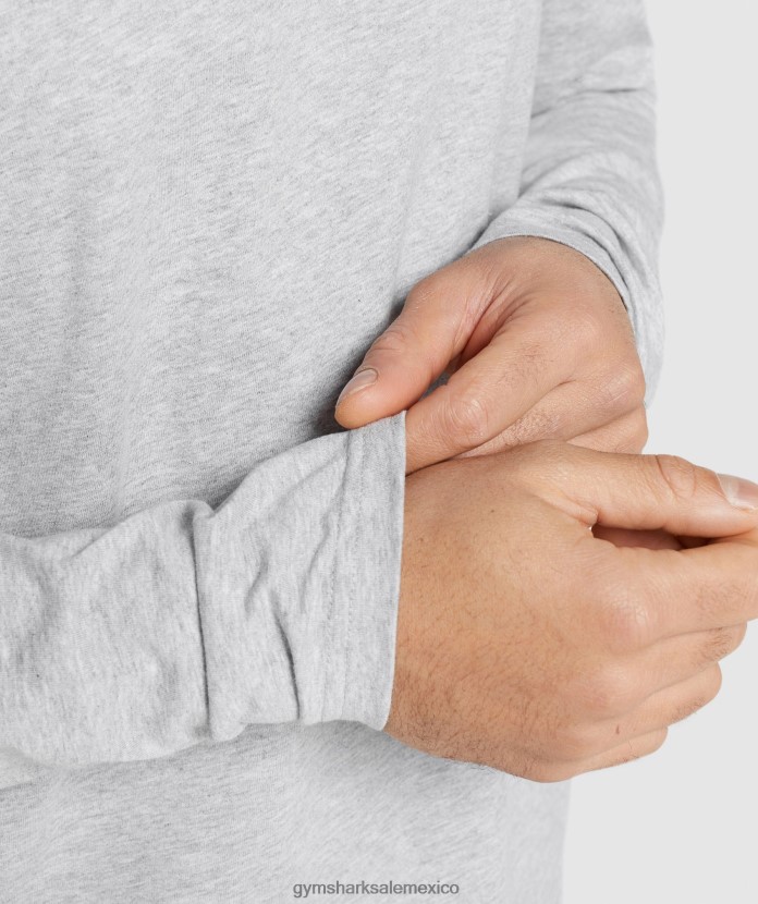 Gymshark camiseta de manga larga con escudo marga gris claro hombres 04BZTL610 - Gymshark Hombre