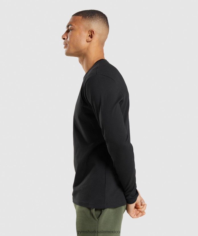 Gymshark camiseta de manga larga con escudo negro hombres 04BZTL579 - Gymshark México