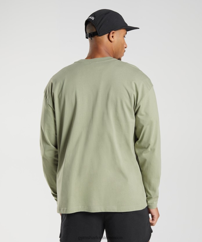 Gymshark camiseta de manga larga con sudadera para el día de descanso verde salvia hombres 04BZTL760 - Gymshark Hombre