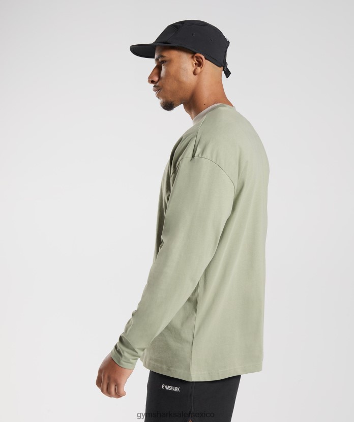 Gymshark camiseta de manga larga con sudadera para el día de descanso verde salvia hombres 04BZTL760 - Gymshark Hombre