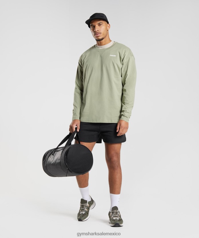 Gymshark camiseta de manga larga con sudadera para el día de descanso verde salvia hombres 04BZTL760 - Gymshark Hombre