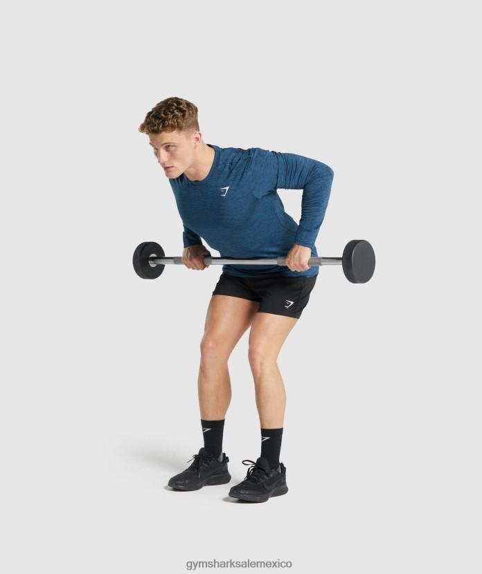 Gymshark camiseta de manga larga de llegada jaspeada marga azul marino hombres 04BZTL755 - Gymshark Hombre